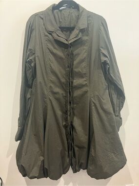 Rundholz Olive Green Lagenlook Jacket Dress Bubble Hem Black Label Double Collar